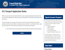 Tablet Screenshot of passportstatus.state.gov