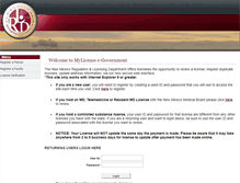 Tablet Screenshot of mylicense.rld.state.nm.us
